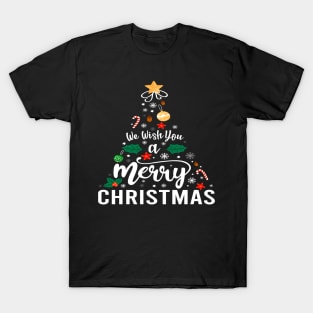 We Wish You a Merry Christmas Cute Xmas Pajama Family Group. T-Shirt